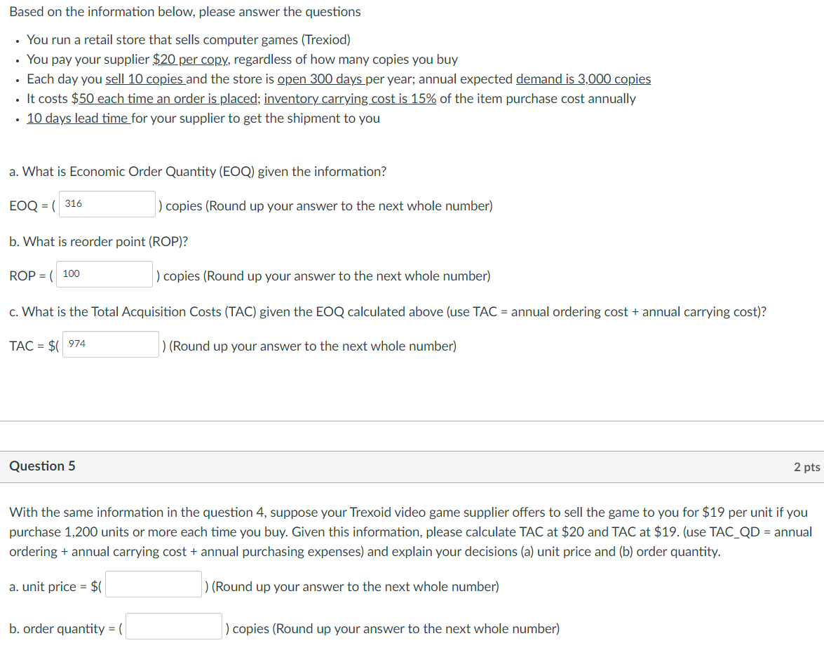  Based on the information below, please answer the questions . You