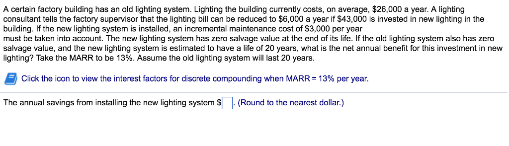 A certain factory building has an old lighting system. Lighting the