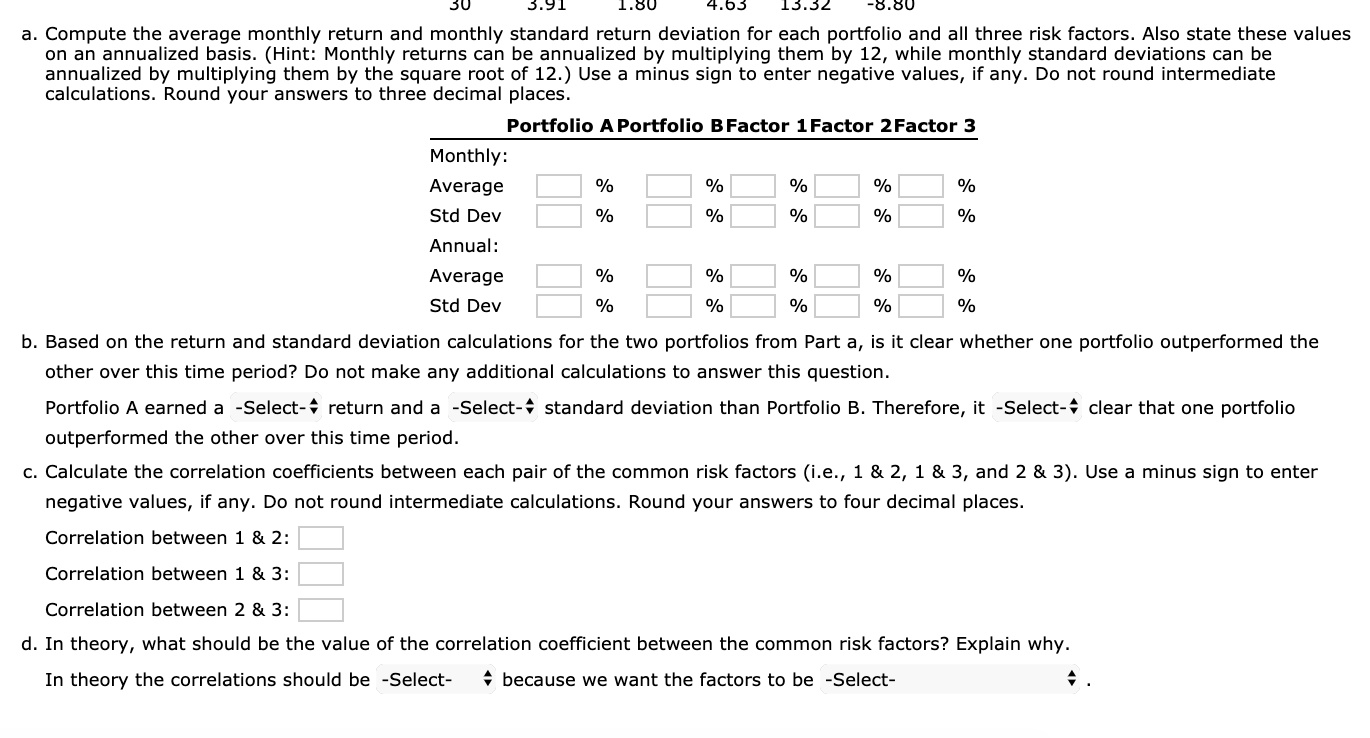 monthly excess returns to two different actively managed stock portfolios (A and