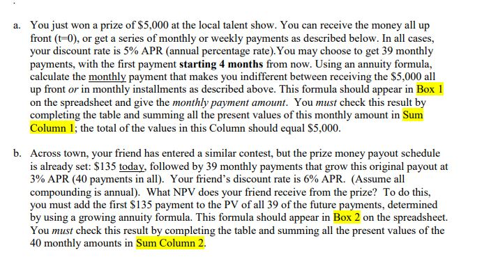 Please complete parts A and B using Excel (see template below in