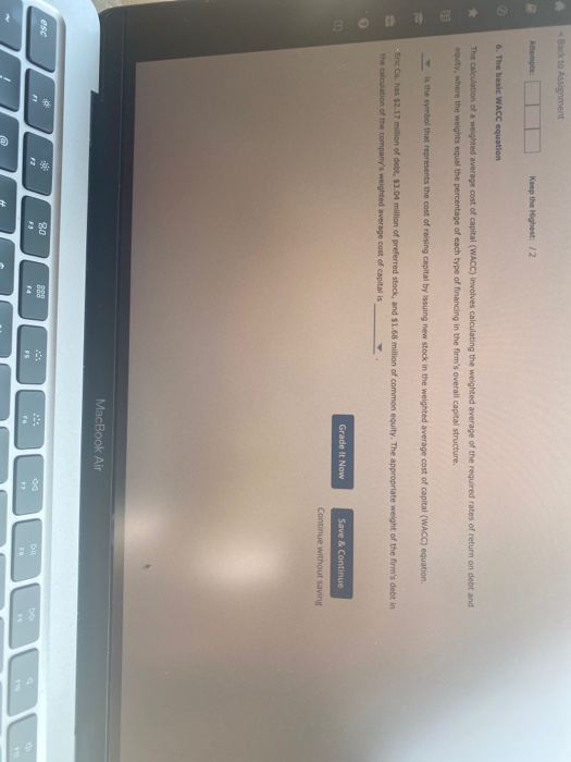 4 < Back to Assignment Attempts: Keep the Highest: /2 BO esc