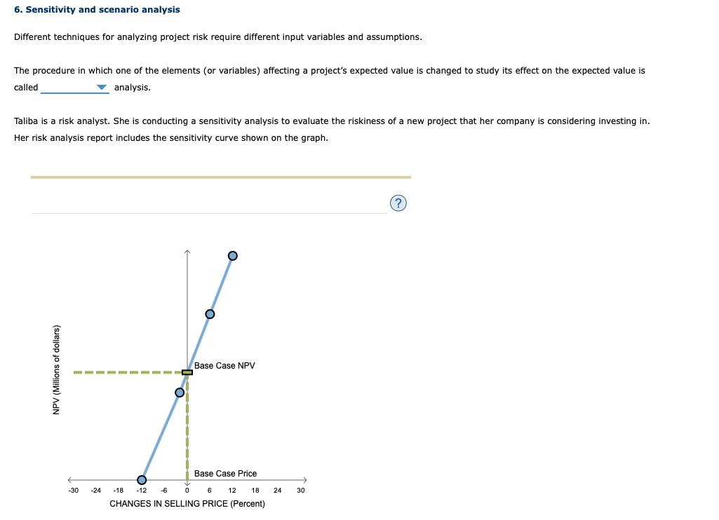  6. Sensitivity and scenario analysis Different techniques for analyzing project risk