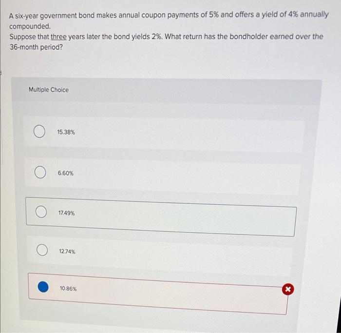 How do you solve this on excel ? A six-year government bond