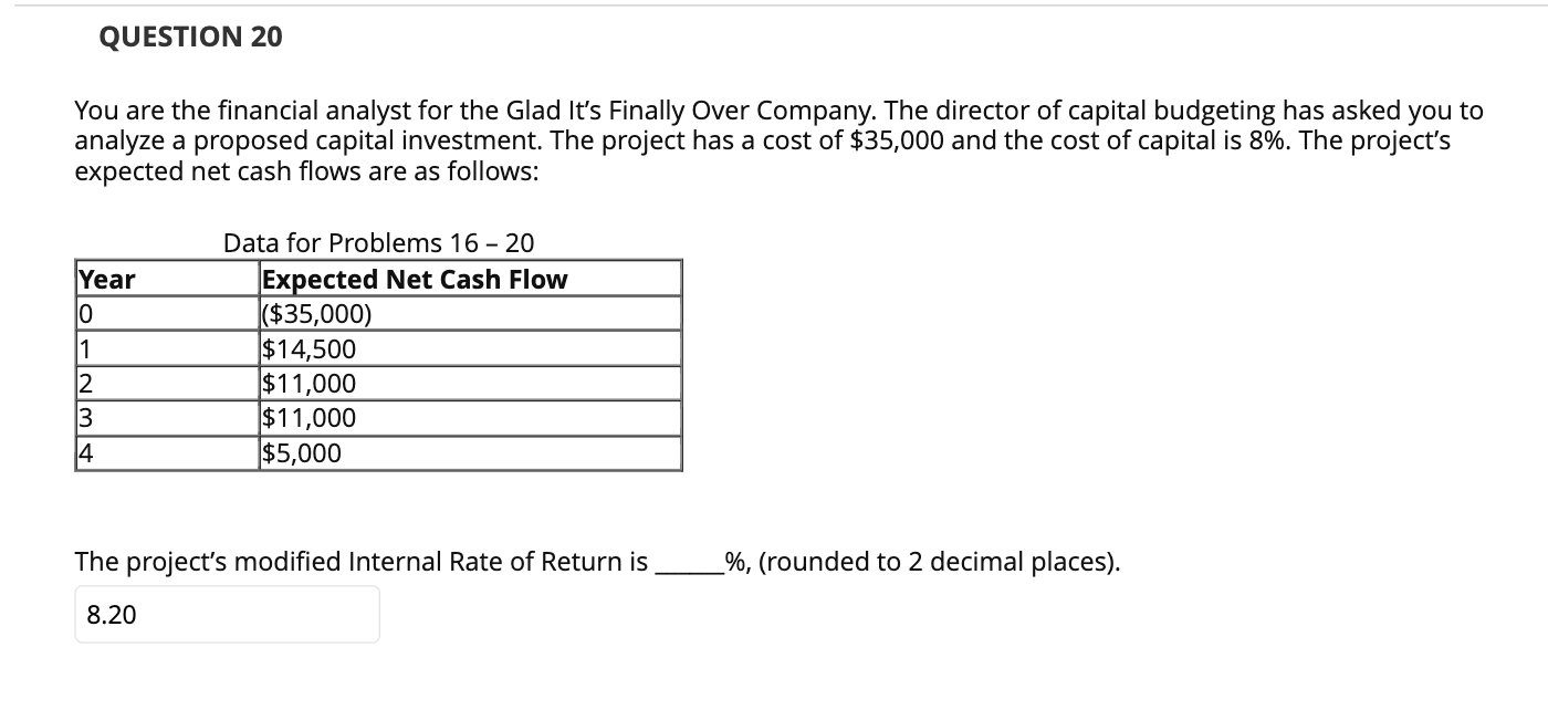director of capital budgeting has asked you to analyze a proposed capital
