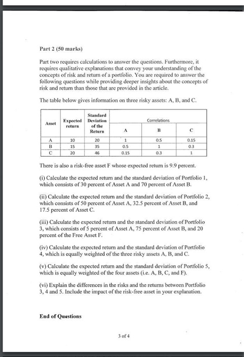  Part 2 (50 marks) Part two requires calculations to answer the