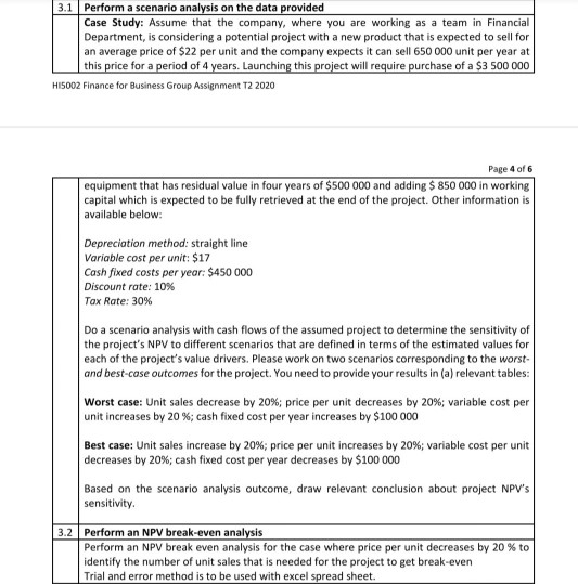  3.1 Perform a scenario analysis on the data provided Case Study:
