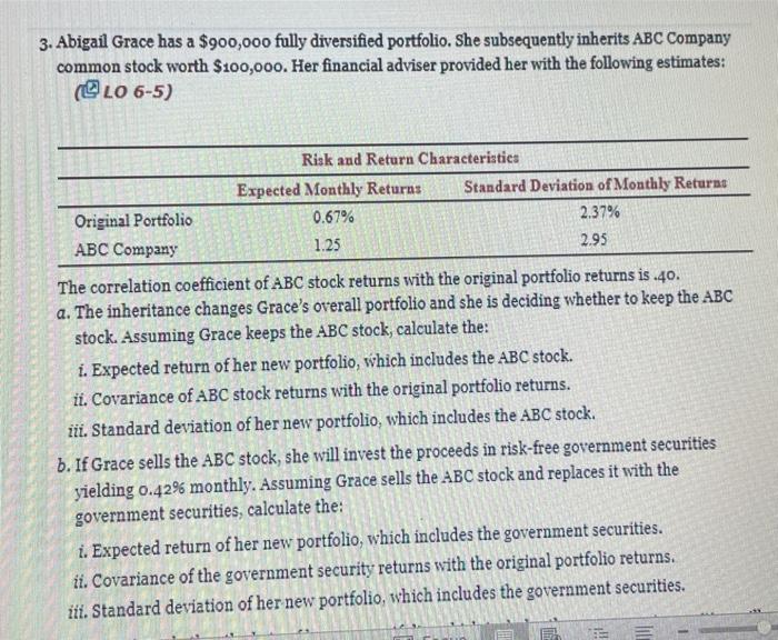 answer A to E step by step please 3. Abigail Grace has