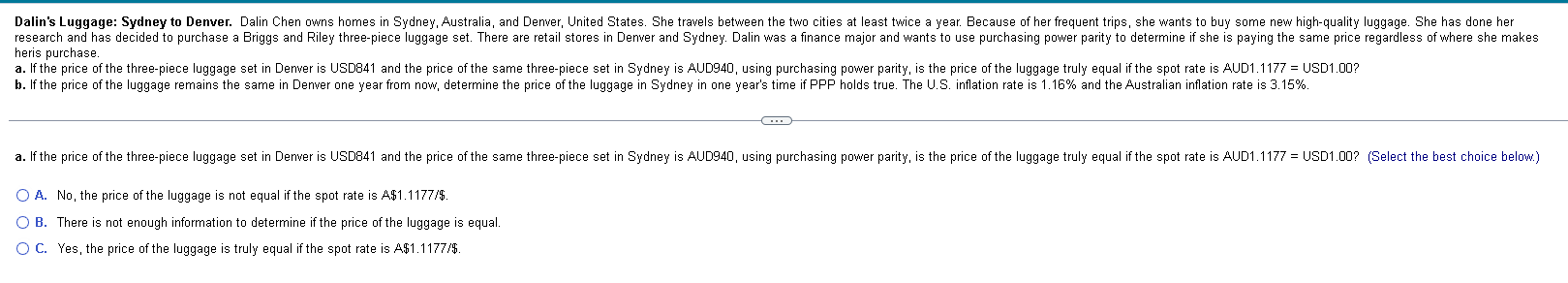 solve for parts a & b please heris purchase. A. No, the