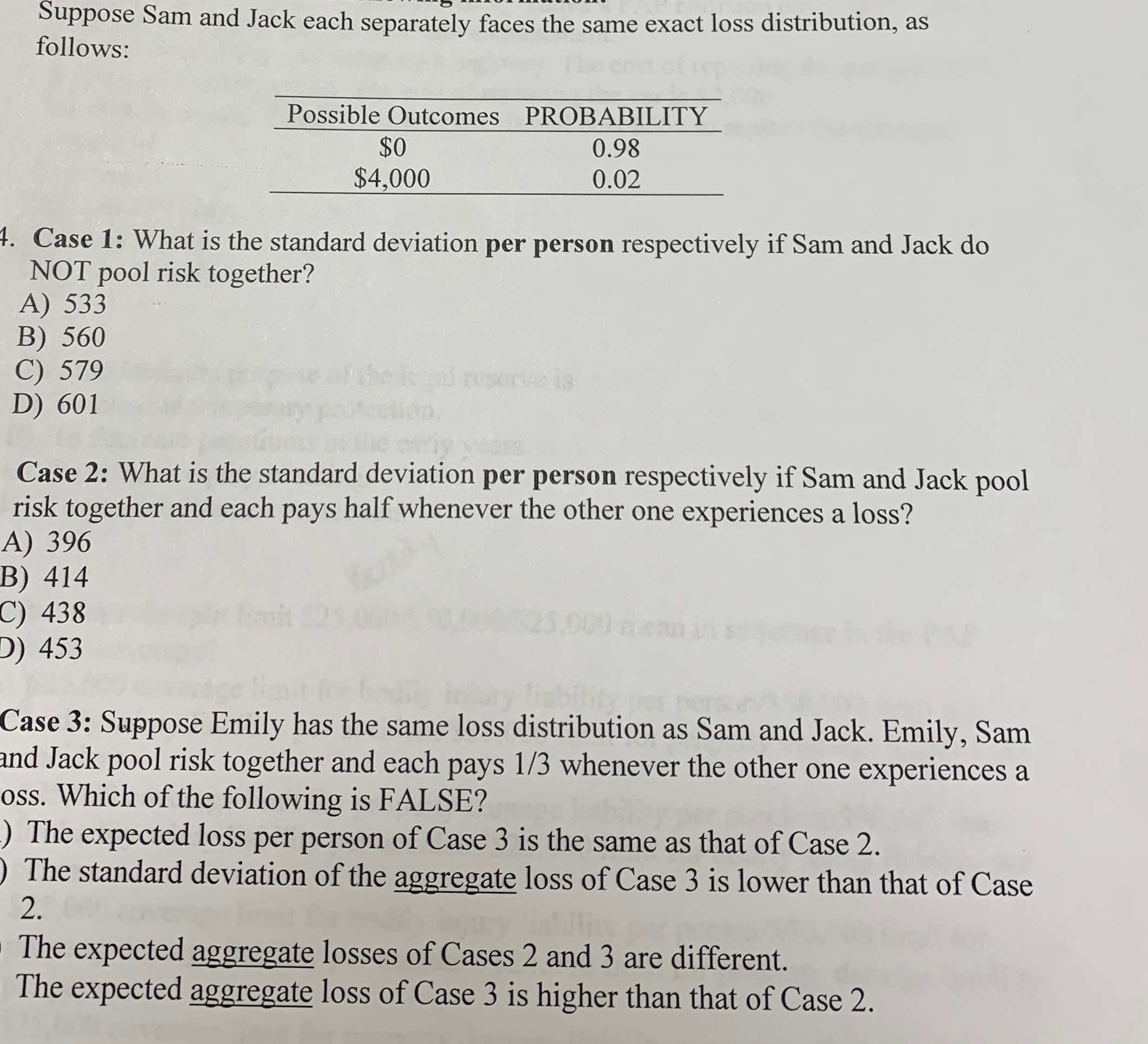  Suppose Sam and Jack each separately faces the same exact loss