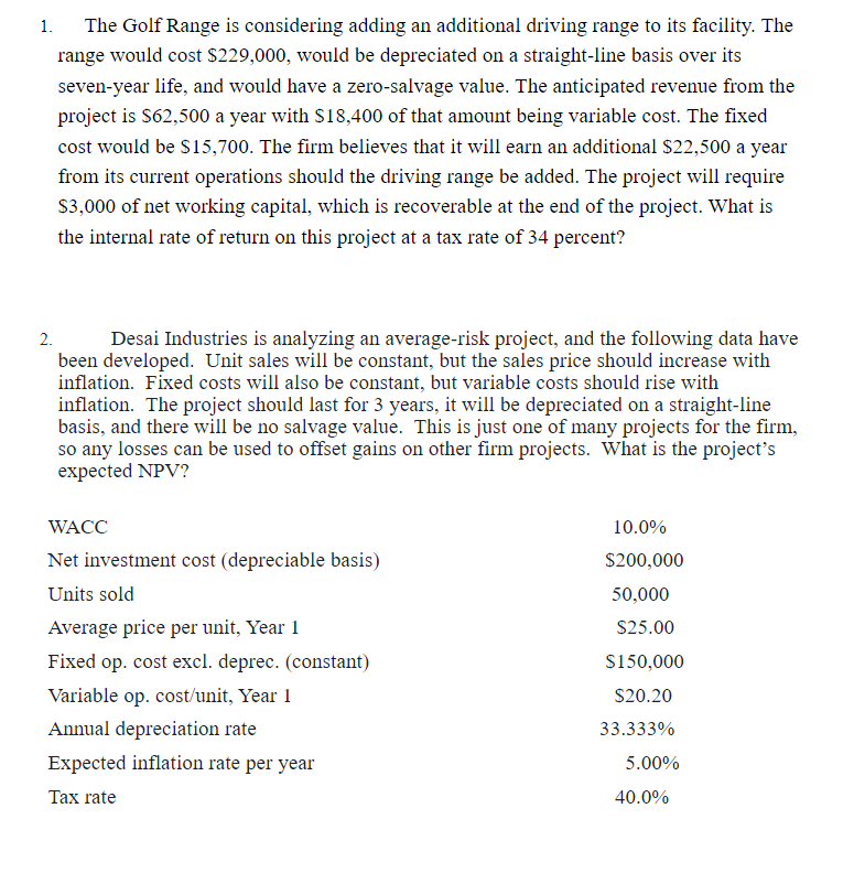  1. The Golf Range is considering adding an additional driving range