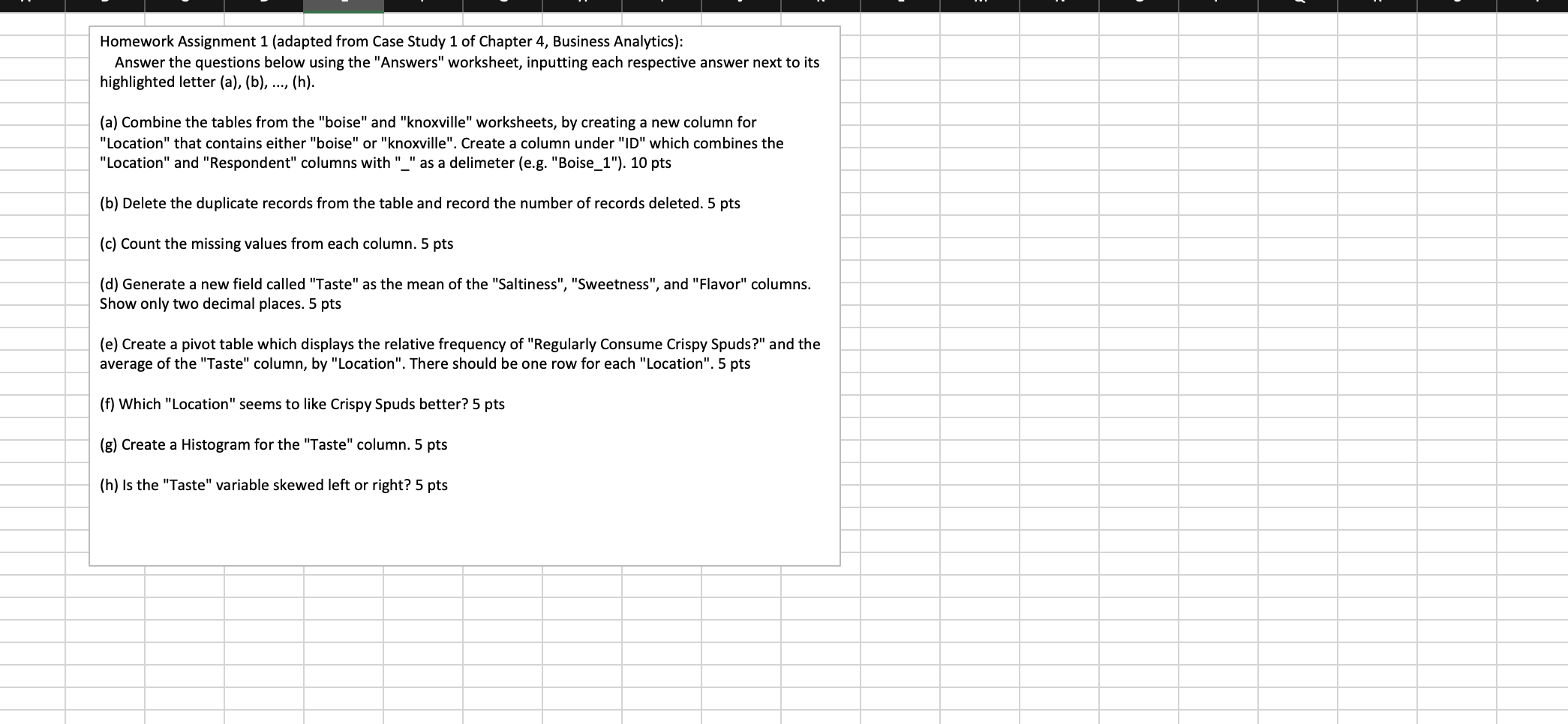 Homework Assignment 1 (adapted from Case Study 1 of Chapter 4,
