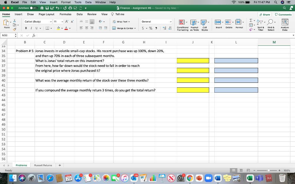  Excel File Edit Data Window Help 100% Fri 11:47 PM Q
