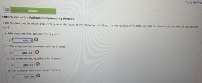  Check My Wor B eBook Future Value for Various Compounding Periods