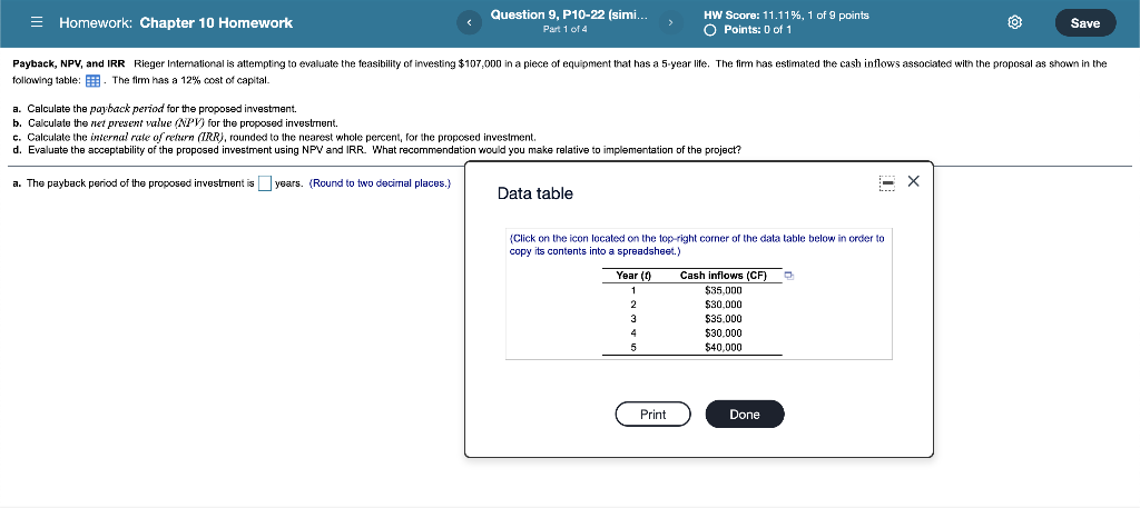 = Homework: Chapter 10 Homework Question 9, P10-22 (simi.. Part 1