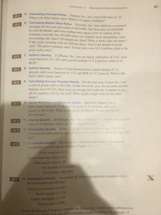  #5 #7 #8 CHAPTER 3 working with Financial Statements 5. Calculating