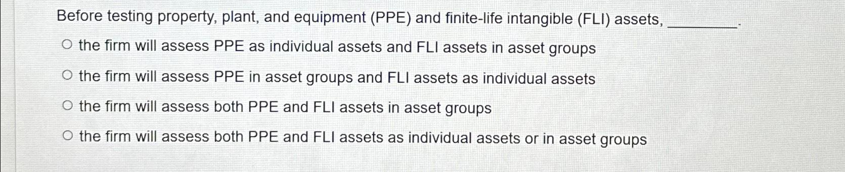  Before testing property, plant, and equipment (PPE) and finite-life intangible (FLI)