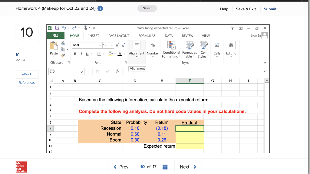 Homework 4 (Makeup for Oct 22 and 24) Saved Help Save