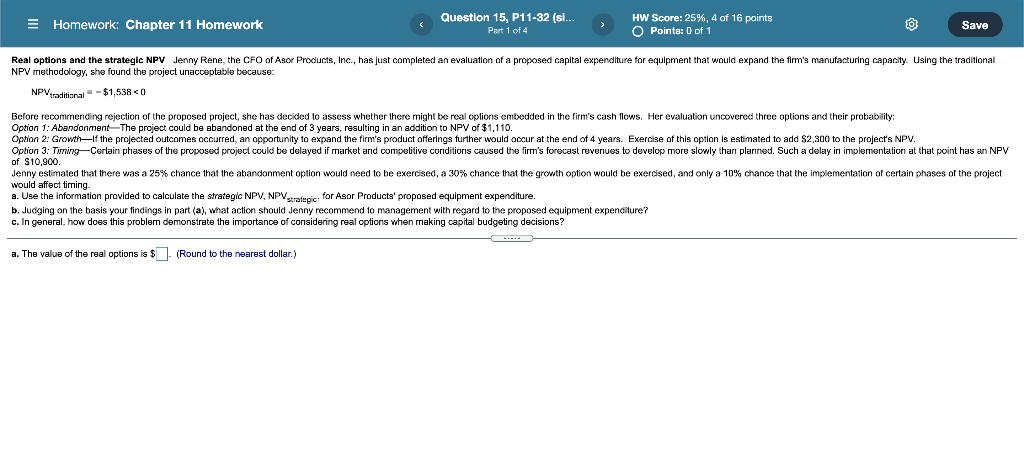 E Homework: Chapter 11 Homework Question 15, P11-32 (si... Part 1