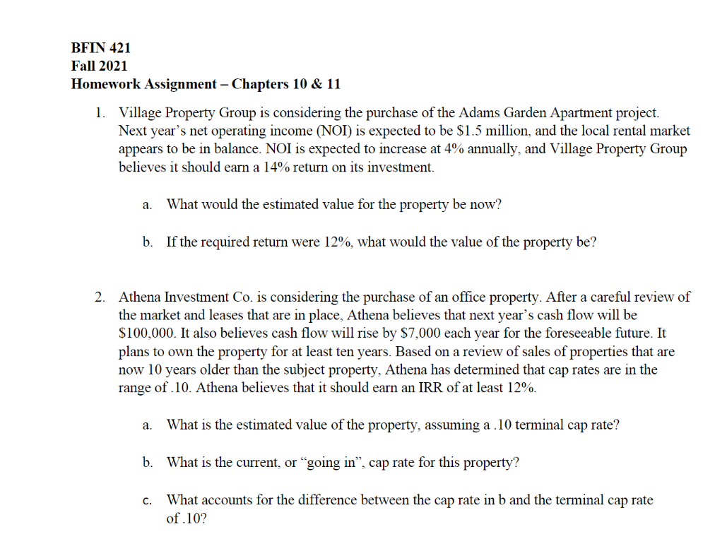 I need help with number 2 BFIN 421 Fall 2021 Homework