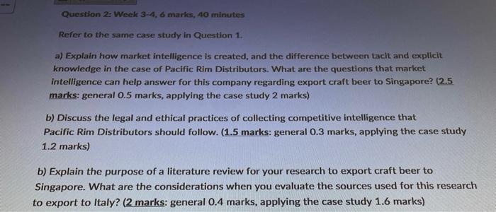 D Time Left:1:58:09 Case study: Pacific Rim Distributors Product: craft beer Pacific