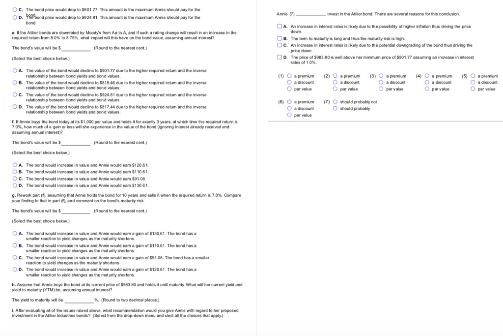 cent.) Evaluating Annie Hegg's Proposed investment in Atilier Industries Bonds investing in