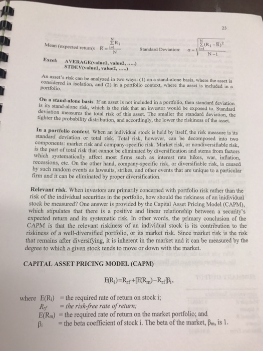 between return and risk, we must know how and risk are measured