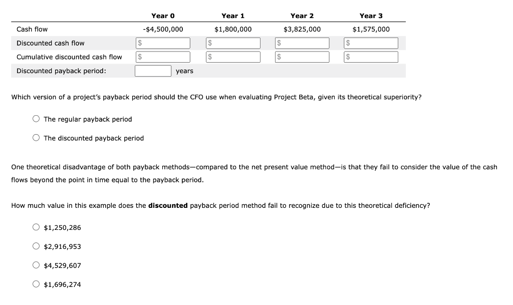 payback period that helps in their capital budgeting decisions. Consider the case