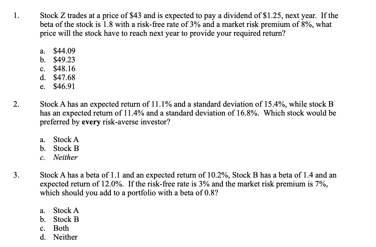 Please provide an answer, and explain how you calculated with formulas!! Thanks