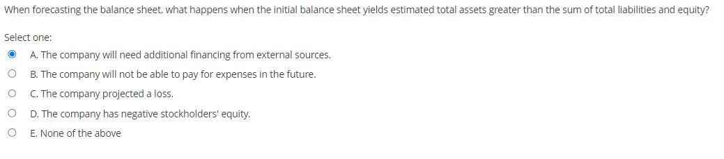  When forecasting the balance sheet, what happens when the initial balance