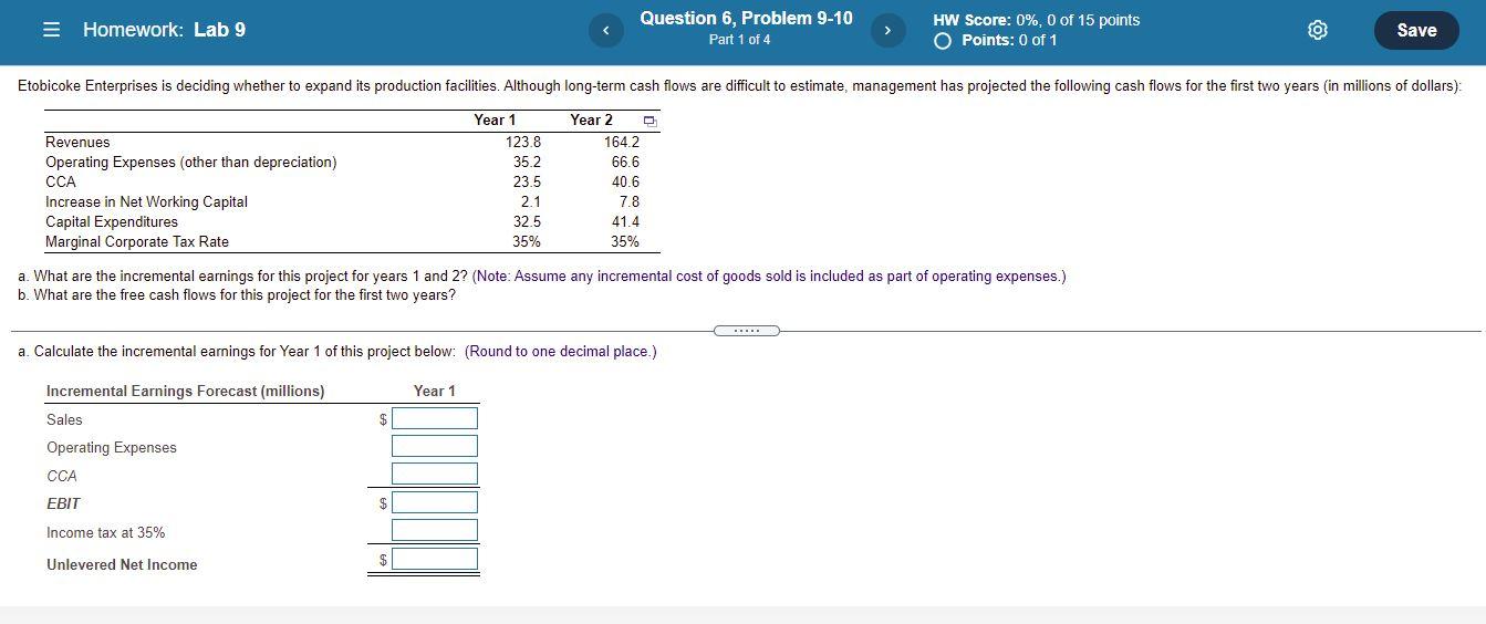Homework: Lab 9 Question 6, Problem 9-10 Part 1 of 4