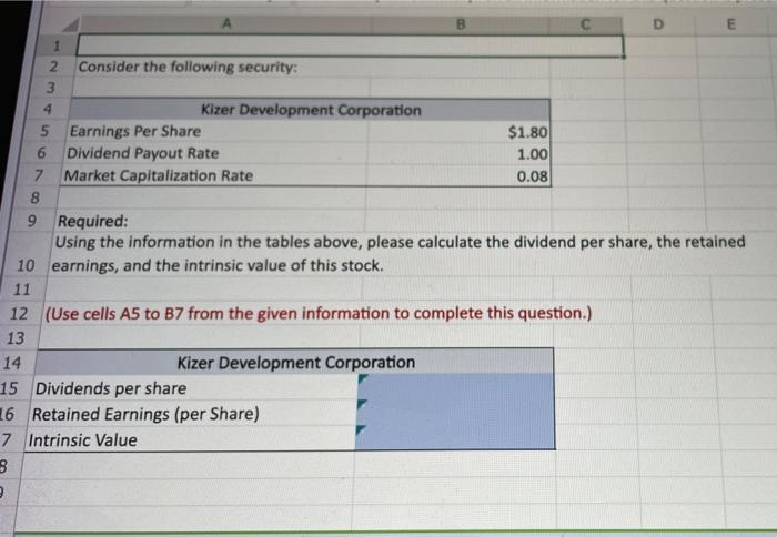 9 Required: Using the information in the tables above, please calculate