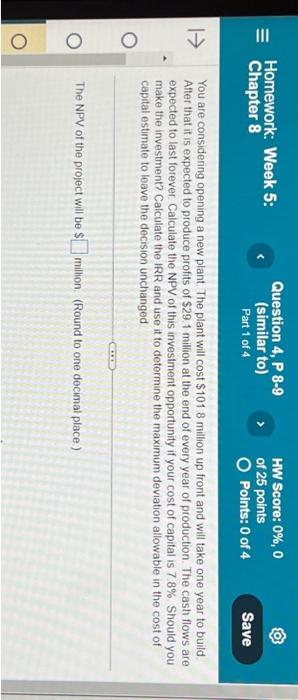  ||| 1- O O Homework: Week 5: Chapter 8 Question 4,