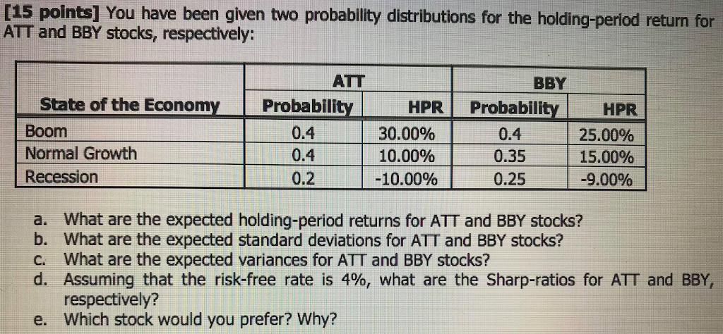  [15 points] You have been given two probability distributions for the