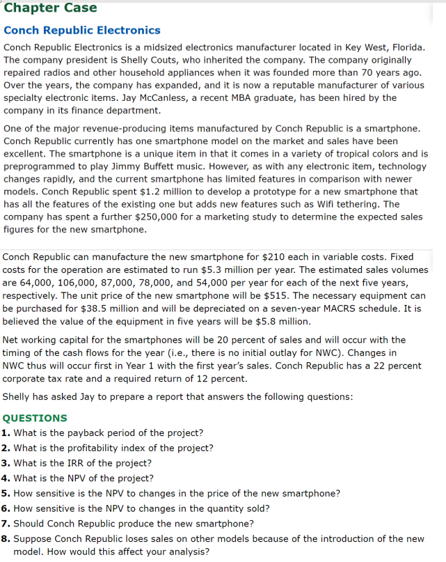  Chapter Case Conch Republic Electronics Conch Republic Electronics is a midsized