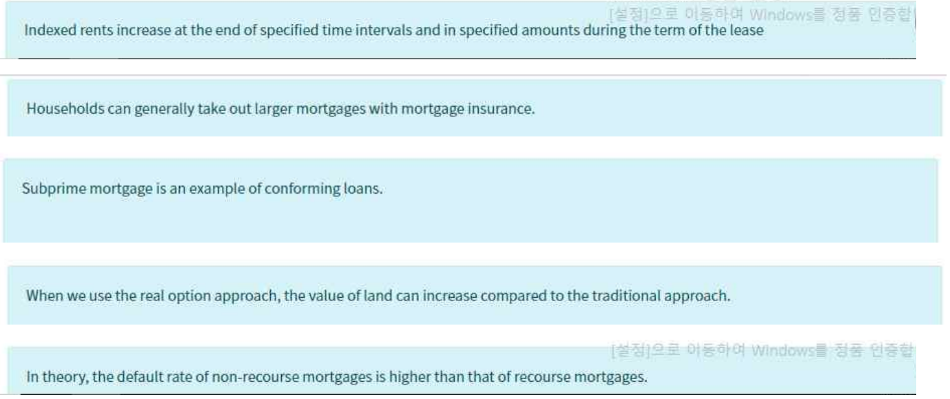 True or False (please answer all 5) [] Windows Indexed rents increase