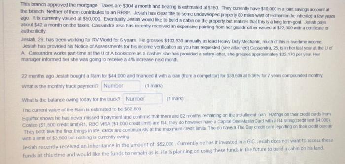 the clients qualify for their loan request. Jessiah and Cassandra Hamilton have