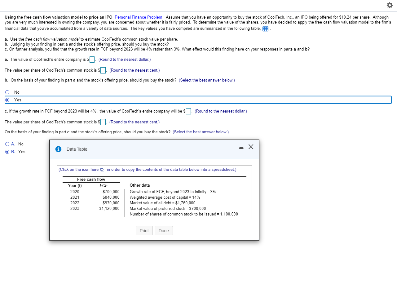Could you correct the answer for me also? Using the free cash