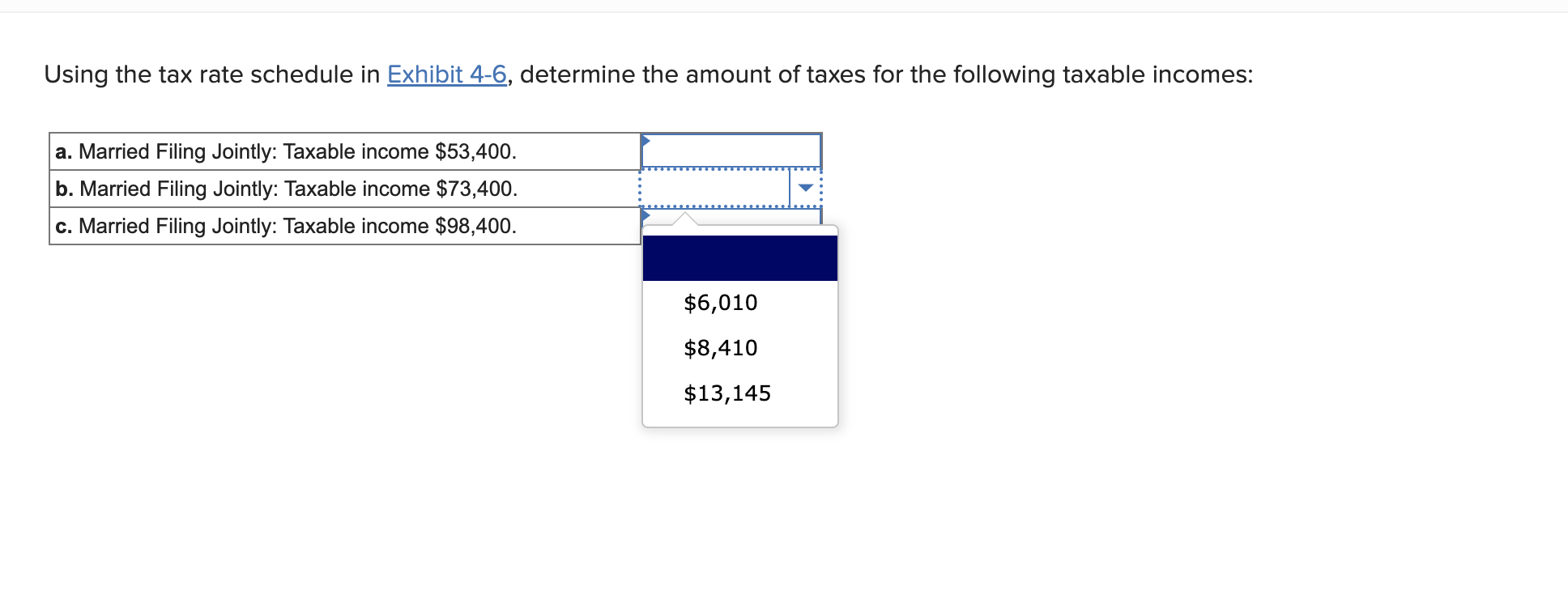 Using the tax rate schedule in , determine the amount of