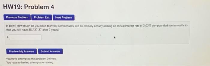  HW19: Problem 4 Previous Problem Problem List Nest Problem (1 point)