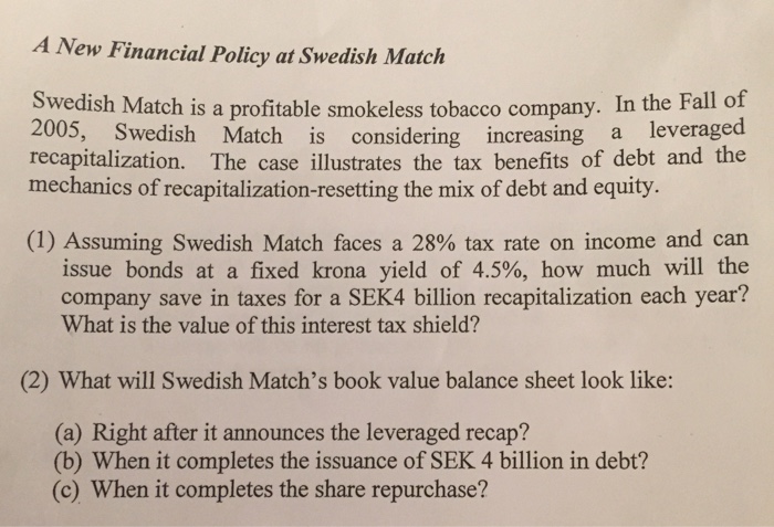 Data, 1995-2004 (in SEK millions, except where xhibit 2 Swedish Match, Selected