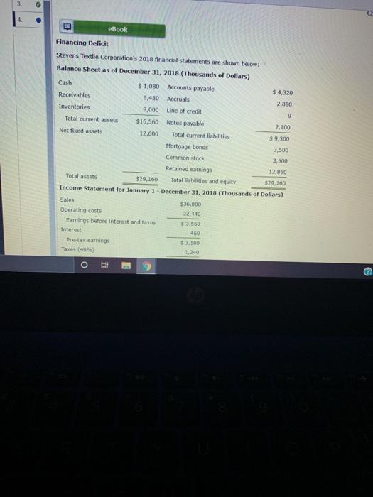  can someone help with this 3. 4 EB eBook Financing Deficit