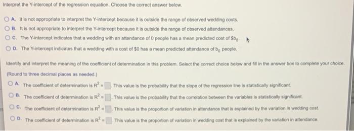 wedding cost as the dependent variable and attendance as the independent variable.