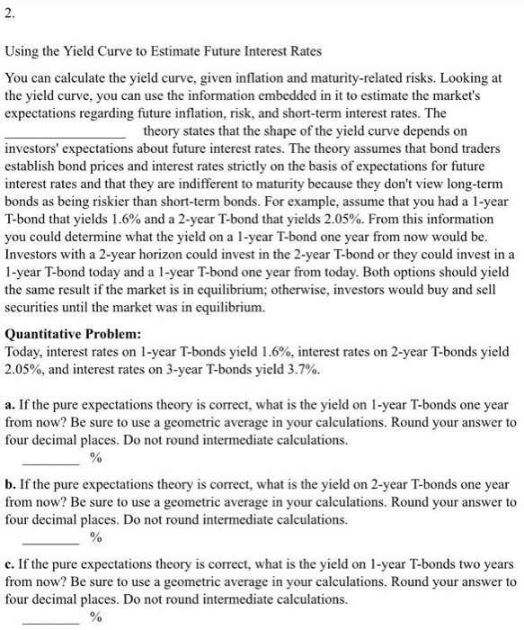  Using the Yield Curve to Estimate Future Interest Rates You can