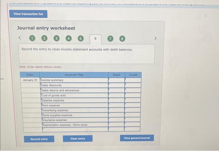  Journal entry worksheet (1) 2. (3) (4) 5 Record the entry