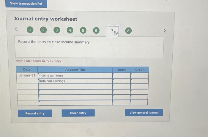 to close income statement accounts with debit balances. Note: tinter debits before