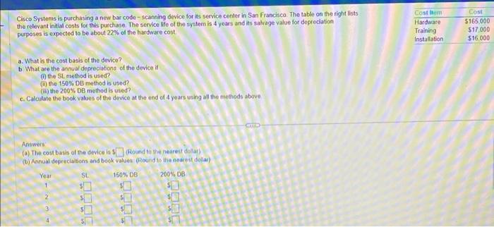  Cisco Systems is purchasing a new bar code-scanning device for its