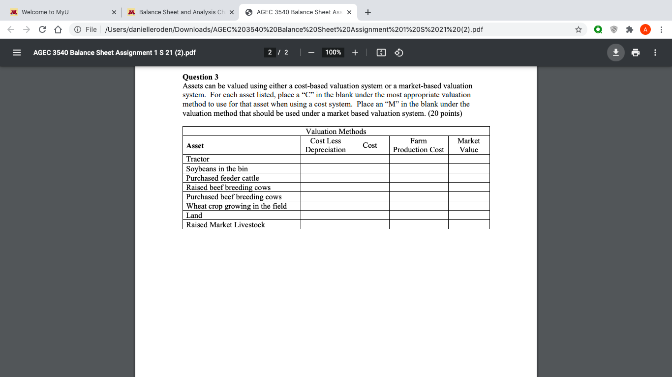  Assets can be valued using either a cost-based valuation system or