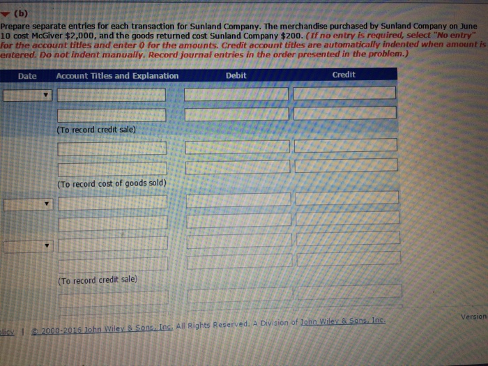 Submission) On June 10, Blossom Company purchased $6,000 of merchandise from Sunland