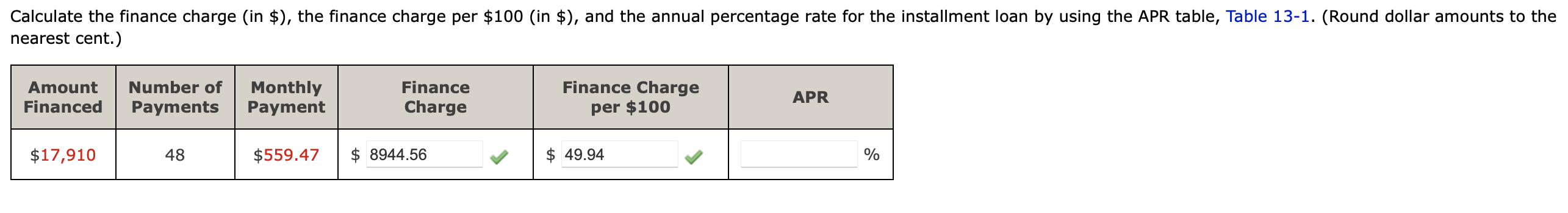 A: B: C: D: E: Calculate the finance charge (in $), the