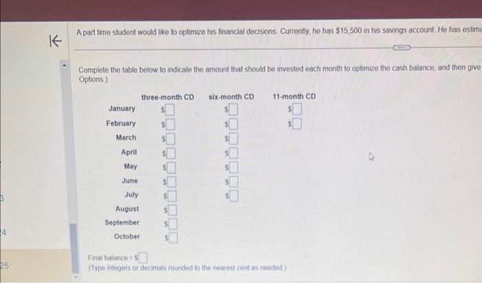 Currently, he has $15,500 in his savings account. He has estimated his